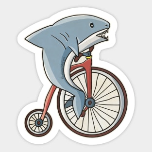 Shark On A Bike Sticker